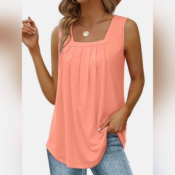Ruched Square Neck Tank Top - Picture 1 of 5
